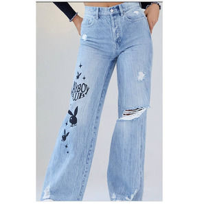 Playboy By PacSun Eco Super Distressed High Waisted Baggy Jeans Size 25